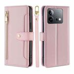 For vivo iQOO Neo 8 / 8 Pro 5G Lite Sheep Texture Cross-body Zipper Wallet Leather Phone Case(Pink)