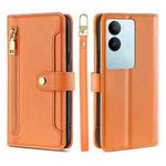 For vivo S17 5G / S17 Pro 5G Lite Sheep Texture Cross-body Zipper Wallet Leather Phone Case(Orange)