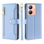 For vivo Y78 5G Lite Sheep Texture Cross-body Zipper Wallet Leather Phone Case(Blue)