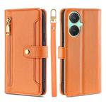 For vivo Y27 4G Lite Sheep Texture Cross-body Zipper Wallet Leather Phone Case(Orange)