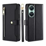 For Huawei Enjoy 60 Pro / nova 11i Lite Sheep Texture Cross-body Zipper Wallet Leather Phone Case(Black)