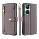 For Huawei Enjoy 60 Pro / nova 11i Lite Sheep Texture Cross-body Zipper Wallet Leather Phone Case(Grey)