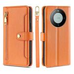 For Huawei Mate 60 Lite Sheep Texture Cross-body Zipper Wallet Leather Phone Case(Orange)