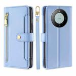 For Huawei Mate 60 Lite Sheep Texture Cross-body Zipper Wallet Leather Phone Case(Blue)