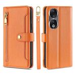 For Honor 90 5G Lite Sheep Texture Cross-body Zipper Wallet Leather Phone Case(Orange)