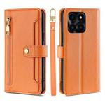 For Honor X6a 4G Lite Sheep Texture Cross-body Zipper Wallet Leather Phone Case(Orange)