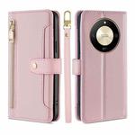 For Honor X50 5G Lite Sheep Texture Cross-body Zipper Wallet Leather Phone Case(Pink)
