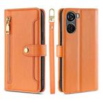 For ZTE Axon 40 Lite Lite Sheep Texture Cross-body Zipper Wallet Leather Phone Case(Orange)