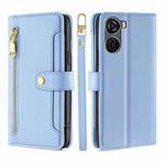 For ZTE Axon 40 Lite Lite Sheep Texture Cross-body Zipper Wallet Leather Phone Case(Blue)