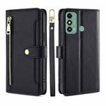 For ZTE Blade A53 4G Lite Sheep Texture Cross-body Zipper Wallet Leather Phone Case(Black)