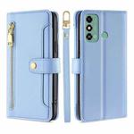 For ZTE Blade A53 4G Lite Sheep Texture Cross-body Zipper Wallet Leather Phone Case(Blue)
