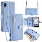 For ZTE Kantan Sumaho 4 A402ZT Sheep Texture Cross-body Zipper Wallet Leather Phone Case(Blue)