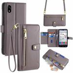 For ZTE Kantan Sumaho 4 A402ZT Sheep Texture Cross-body Zipper Wallet Leather Phone Case(Grey)