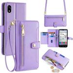 For ZTE Kantan Sumaho 4 A402ZT Sheep Texture Cross-body Zipper Wallet Leather Phone Case(Purple)