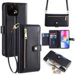 For ZTE Blade A35e 4G Sheep Texture Cross-body Zipper Wallet Leather Phone Case(Black)