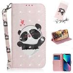 For iPhone 15 Plus 3D Colored Horizontal Flip Leather Phone Case(Heart Panda)