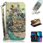 For iPhone 15 Plus 3D Colored Horizontal Flip Leather Phone Case(Zoo)