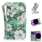For iPhone 15 Pro 3D Colored Horizontal Flip Leather Phone Case(Watercolor Flower)