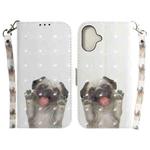 For iPhone 16 Plus 3D Colored Horizontal Flip Leather Phone Case(Pug)