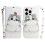 For iPhone 16 Pro Max 3D Colored Horizontal Flip Leather Phone Case(Cute Cat)