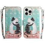 For iPhone 16 Pro Max 3D Colored Horizontal Flip Leather Phone Case(Black White Cat)