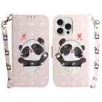 For iPhone 16 Pro Max 3D Colored Horizontal Flip Leather Phone Case(Heart Panda)