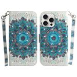 For iPhone 16 Pro Max 3D Colored Horizontal Flip Leather Phone Case(Peacock Wreath)