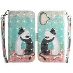 For iPhone 16 3D Colored Horizontal Flip Leather Phone Case(Black White Cat)