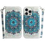 For iPhone 16 Pro 3D Colored Horizontal Flip Leather Phone Case(Peacock Wreath)