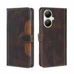 For vivo Y35+ 5G Skin Feel Magnetic Buckle Leather Phone Case(Brown)