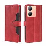 For vivo Y78 5G Skin Feel Magnetic Buckle Leather Phone Case(Red)