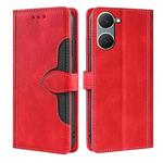 For vivo Y03 4G Skin Feel Magnetic Buckle Leather Phone Case(Red)