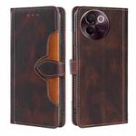 For vivo V30e 5G Global Skin Feel Magnetic Buckle Leather Phone Case(Brown)