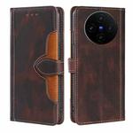 For vivo X100s Skin Feel Magnetic Buckle Leather Phone Case(Brown)