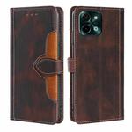 For vivo Y28 4G Skin Feel Magnetic Buckle Leather Phone Case(Brown)