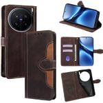 For vivo X200 Pro 5G Skin Feel Magnetic Buckle Leather Phone Case(Brown)