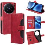 For vivo X200 Pro 5G Skin Feel Magnetic Buckle Leather Phone Case(Red)
