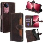 For vivo V50 5G Skin Feel Magnetic Buckle Leather Phone Case(Brown)