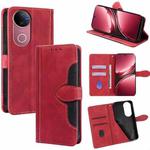 For vivo V50 5G Skin Feel Magnetic Buckle Leather Phone Case(Red)
