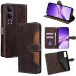 For vivo V50 Lite 5G Skin Feel Magnetic Buckle Leather Phone Case(Brown)