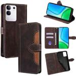 For vivo Y29 4G Global Skin Feel Magnetic Buckle Leather Phone Case(Brown)