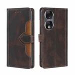 For Honor 90 5G Skin Feel Magnetic Buckle Leather Phone Case(Brown)