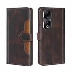 For Honor 90 Pro 5G Skin Feel Magnetic Buckle Leather Phone Case(Brown)