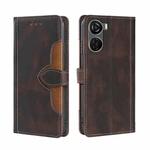 For ZTE Axon 40 Lite Skin Feel Magnetic Buckle Leather Phone Case(Brown)