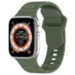 For Apple Watch Ultra 49mm Square Buckle Armor Style Silicone Watch Band(Dark Green)