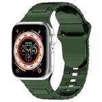 For Apple Watch Ultra 49mm Square Buckle Armor Style Silicone Watch Band(Plating Green)