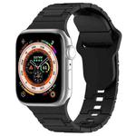 For Apple Watch Ultra 49mm Square Buckle Armor Style Silicone Watch Band(Black)