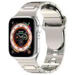 For Apple Watch 8 41mm Square Buckle Armor Style Silicone Watch Band(Plating Silver)