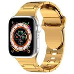 For Apple Watch 8 45mm Square Buckle Armor Style Silicone Watch Band(Plating Gold)