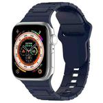 For Apple Watch SE 40mm Square Buckle Armor Style Silicone Watch Band(Midnight Blue)